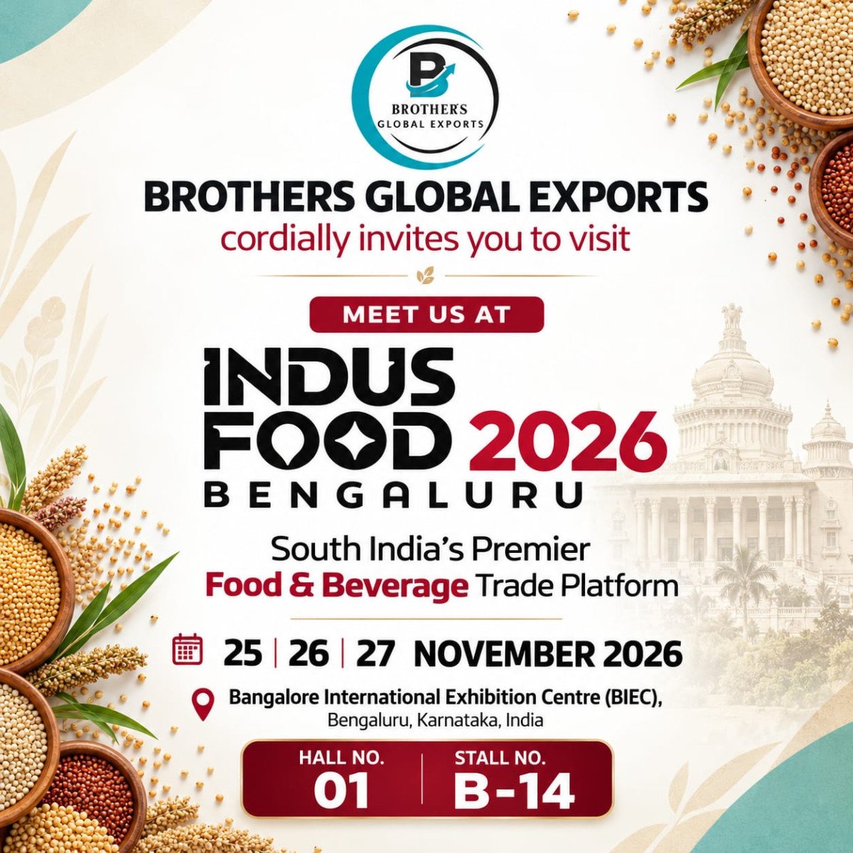 We Invite you to IndusFood 2026 Bengaluru – Meet Us at Hall 01, Stall B-14